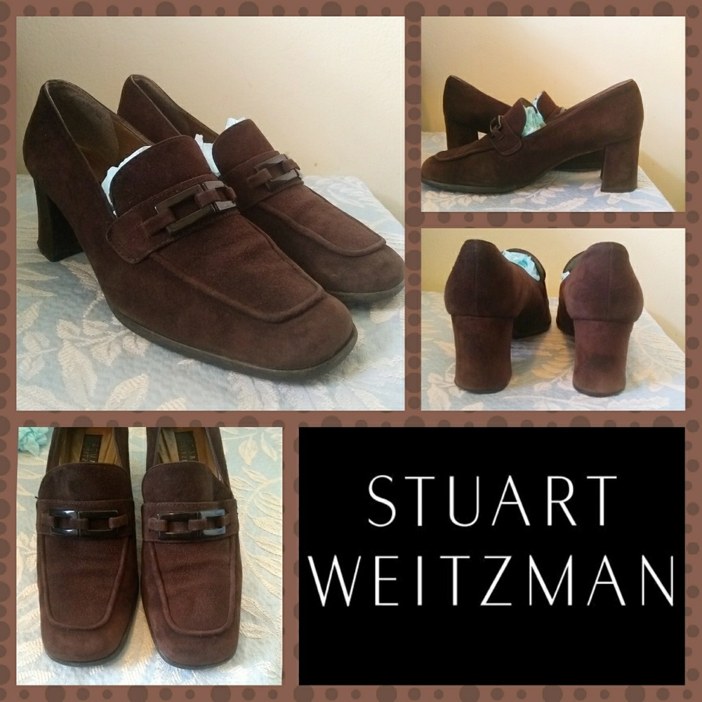 Stuart Weitzman Brown Suede Loafer Pumps 10